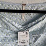 Free People NWT  Gia Eyelet Top Shirt L Ice Water Combo Blue OB2158816 Ruched Boat Neck Photo 1