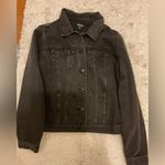 Buffalo David Bitton  Distressed Black Denim Jacket size medium Photo 4