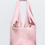 ZARA  SATIN EFFECT TIED HALTER TOP Photo 0