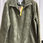 Susan Graver NWT  QVC Olive Green Embossed Full-Zip Jacket L Photo 0