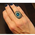 Swavorski Vtge Swarovski Crystals Blue Ring size 7 1/4 Photo 2