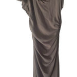 BCBGMAXAZRIA Size Small Gray Asymmetric Sleeves Body Con Rouched Mini Dress Photo 0