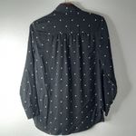 Old Navy  S Workwear Long Sleeved Button Down White Star Dots on Black Shirt Top Photo 2
