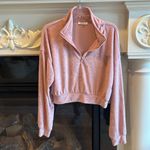 Cloud Chaser Plush Pullover Powder Blush Quarter Zip Cropped Top Womens Large  Photo 4