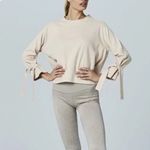 Varley Cropped Crewneck Sweatshirt w/ Tie Cuff Sleeves Neutral Osprey Photo 1