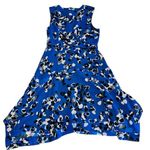 CAbi  #5576 Untamed Electric Blue Floral Dress‎ Asymmetrical Sleeveless Size Med Photo 16