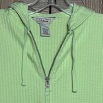 L.L.Bean Womens Mint Waffle Knit Hoodie Jacket Size XS Zip Up Heritage Green Photo 2