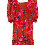 Authentic Vintage Emanuel Ungaro Red Floral Banshee Styled Midi Dress Size 8 Photo 2