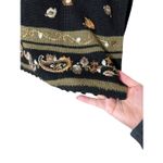 Vintage Jenny Black Gold‎ Embroidered Paisley Leaf Sweater Size Large Photo 7