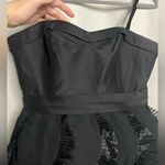 BCBGMAXAZRIA  Black Strapless Scallop Tulle Trim Tiered Dress 8 Petite Photo 3