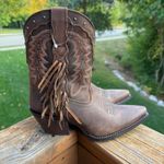 Durango NWT Women's Brown Leather Western Boots Fringe Studs 8M Photo 1