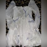 Wilfred Tempest White & Multi Smocked Sheer Square Neck Dress Sz. S Photo 5