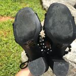 Black Women Sandals size 7 1/2 Dark Academia Grunge cutout suede chunky heel Photo 5
