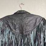 Vintage Black Leather Fringe Crop Moto Jacket Sz M Size M Photo 7