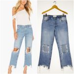 We The Free Free People Maggie Light Wash Relaxed Straight Jeans 27 Distressed Photo 1