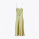 ZARA  maxi slip satin sage green strappy bodycon dress boho wedding summer  Photo 9