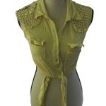 Rue 21 Light Yellow Crochet Crop Tie Top Size Medium Boho Festival Rayon Summer Photo 2