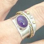 Vintage Handcrafted 925 Sterling Silver Amethyst Spinner Ring Size 8 7g. Photo 11