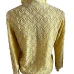 Vtg 1960s pointelle scallop ruffle cardigan sweater small butter yellow Photo 4