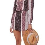 Intermix  Purple Pattern Silk Drawstring Romper Photo 0