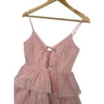Lovers + Friends Lovers Friends Mini Dress Womens XS Pink White Striped Tiered Lace Up Coquette Photo 2