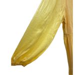 Chic Soul  yellow shiny crinkle 1X plus midi dress tiered pockets long sleeve Photo 3