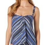 Coco reef  Contours Clarity Bandeau Tankini Top Shelf Bra Striped Blue 10/34D Photo 0