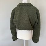 For Love & Lemons NWT Sherpa Green Cropped 1/2 Zip Heavy Thick Size Large Photo 2