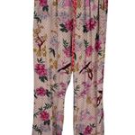 World Market Lounge Pants Womens S/M Tan Pink Coquette Romantic Tropical Floral Size M Photo 0