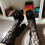 Fendi Authentic Discontinued Sheer Black Motif FF Logo Socks / Hosiery Photo 5