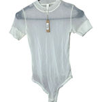 SKIMS Mesh T-Shirt Bodysuit In Bone Women’s Sheer Top Size M NWT Photo 0