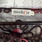 ModeLia Sheer Embroidered Mesh Cropped Cardigan Top Black & Burgundy Size XL Photo 7