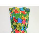 Vintage 1960s Primary Colored Floral Silk Dress Mardi Gras New York Small Photo 8