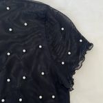 Black Sheer Beaded Pearl Crop Top Size M Photo 1