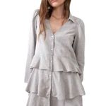 ZARA  | NWT | Small | Limited Edition Gray Tiered Ruffle Puff Sleeve Mini Dress Photo 1