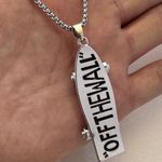 Skateboard Pendant Necklace for Men Women,Streetwear Punk Hip Hop Unisex Style Silver Photo 2