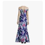 My Michelle  Womens  junior Size 1 Formal Dress, Long, Floral, Blue  Lined Flute Photo 1