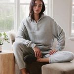 Jenni Kayne  Gray Pullovers Half Zip Sweatshirt Size Medium Photo 0