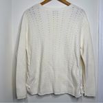 Talbots  Cream Pointelle Knit Sweater Women’s Size XL Side Ties Classic Neutral Photo 4