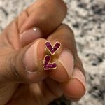 Pink Dainty Heart Earrings Dipped In Gold! Photo 0