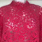J.Crew NWOT Scalloped Eyelet Lace Mock Neck Fringe Hem Blouse in Pink Size 14 Photo 3