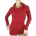 BCX red sequin/Lurex cowl neck pull over sweater size XXS Photo 0