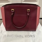 Michael Kors NWOT Two-Tone Wine Benning Satchel Photo 4