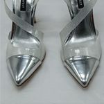 Nine West High Heel Shoes Womens 6M Silver Slingback Stiletto Pointed Toe Pumps Photo 2