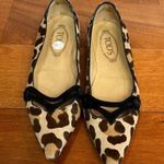 Tod's Tod’s Pony-style calfskin leopard print pointed Toe ballet flat Size 36 Photo 0