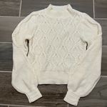 And now this cable knit mock neck long sleeve sweater size small pearl detail White Photo 1