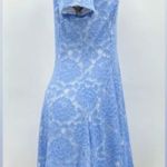 Hutch Anthropologie Blue Floral Lace V-Neck Fit & Flare Dress Photo 7