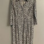 CHAPS Ralph Lauren Officecore Black & White Patterned V Neck Collared Dress Photo 5