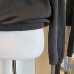 Just Be Medium Black V Neck Elastic Waist Hoodie Photo 4