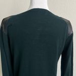 Sandro  emerald green w/leather 100% merino wool Crew Neck Sweater Photo 6